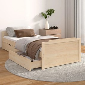 Estrutura de cama com gavetas 90x200 cm pinho maciço
