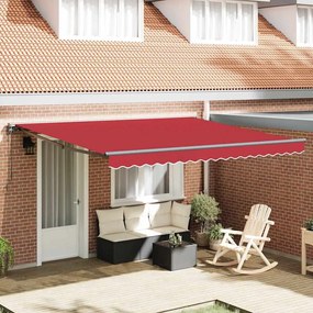 vidaXL Toldo Retrátil Vermelho 400 × 300 cm Poliéster e Metal
