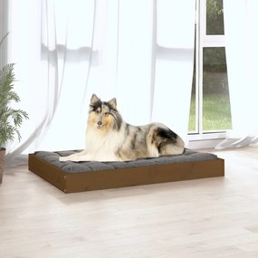 Cama para cães 91,5x64x9 cm pinho maciço castanho mel