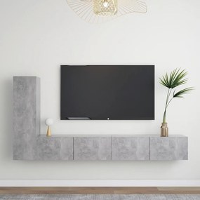 3 pcs conjunto móveis de TV derivados madeira cinzento cimento