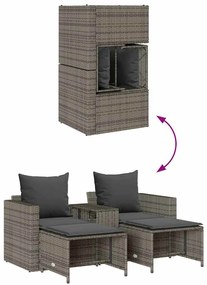 5 pcs conjunto sofás de jardim c/ almofadões empilhável vime PE