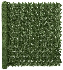 vidaXL Tela de varanda com folhas verde-escuras 400x150 cm