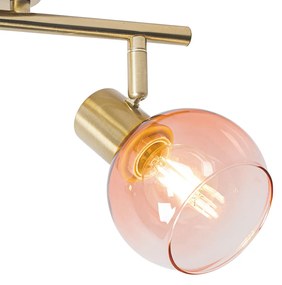 Ponto art déco dourado com vidro rosa 2 luzes - Vidro Art Deco