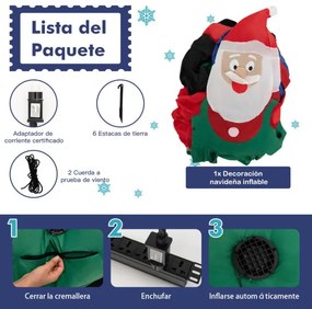 Decoração de Natal insuflável O Pai Natal a conduzir um trator com luzes LED e soprador para festas no interior e no exterior Multicolorido