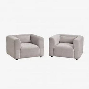 Pack De 2 Poltronas Estofadas Fogler Bombazina Cinzento Toupeira Claro - Sklum