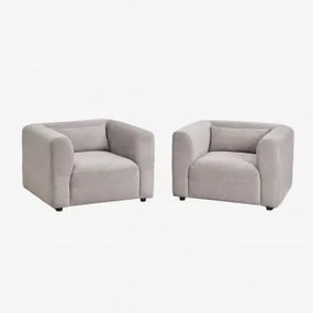 Pack De 2 Poltronas Estofadas Fogler Bombazina Toupeira Claro - Sklum
