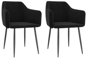 vidaXL Cadeiras de jantar 2 pcs veludo preto