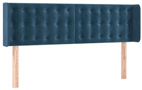 Cabeceira cama c/ luzes LED veludo 147x16x78/88 cm azul-escuro