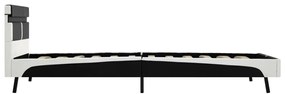 Estrutura de cama c/ LED 90x200 cm couro artificial preto