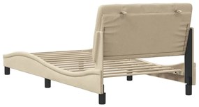 Estrutura de cama sem colchão 100x200 cm tecido cor creme