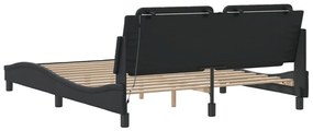 Estrutura de cama c/ luzes LED 160x200cm couro artificial preto