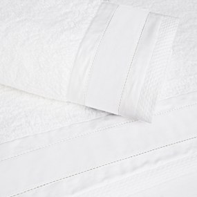Jogo de 3 toalhas 100% algodão  600 gr./m2  - DUPLO C/ PERCAL: Branco / Branco 1 Toalha P/ medida 100x150 cm - 50x100 cm - 30x50 cm