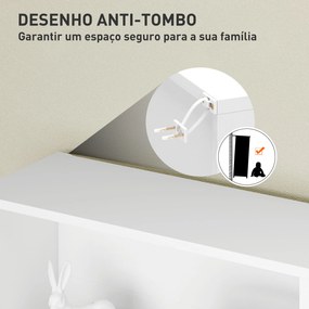 Estante de 4 Níveis Estante para Livros com 2 Prateleiras Ajustáveis para Sala de Estar Escritório Quarto 60x24x115,5 cm Branco