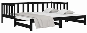 Sofá-cama de puxar 2x(80x200) cm pinho maciço preto