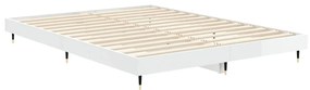 Estrutura de cama 135x190 cm derivados madeira branco brilhante