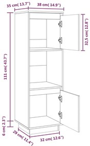 Aparador alto 38x35x117 cm pinho maciço preto