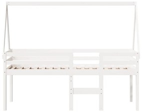 Cama alta com telhado 80x200 cm pinho maciço branco