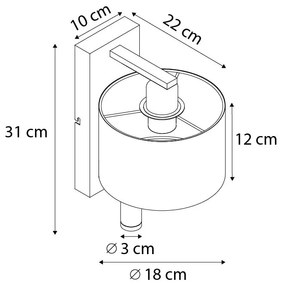 LED Candeeiro de parede moderno preto redondo com candeeiro de leitura - Puglia Moderno