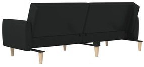 Sofá-cama de 2 lugares tecido preto