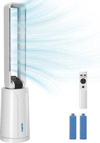 HOMCOM Climatizador 3 em 1 com Depósito de 1,7L Modos Ajustáveis Temporizador Controlo Remoto 24,7x24,7x109,5 cm Branco | Aosom Portugal