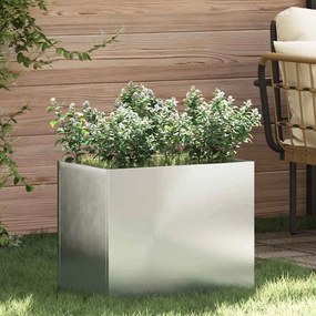 vidaXL Vaso de Jardim Prateado 50 x 32 x 40 cm Aço galvanizado