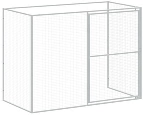 Casota cães c/ parque 214x457x181 cm aço galvaniz. cinza-claro