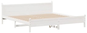 Cama sem colchão 180x200 cm madeira de pinho maciça branco