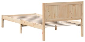 Estrutura de Cama Solteiro em Madeira de Pinho Natural