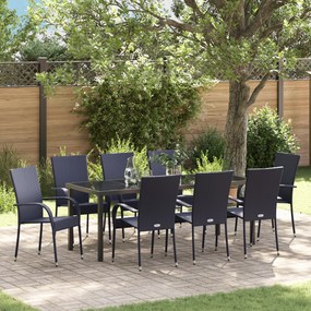 vidaXL Conjunto de Jantar de Jardim com 5 Peças em Rattan Sintético Preto