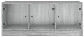 Mesa de centro c/ portas de vidro 102x50x42 cm cinza sonoma