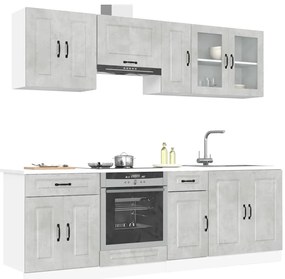 8 peças armário de cozinha conjunto Kalmar cinzento cimento