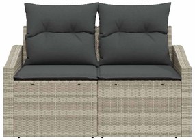 Sofá de Jardim 2 Lugares com Almofadas Cinza em Rattan Sintético