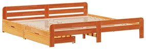 Cama sem colchão 200x200 cm pinho maciço castanho-mel