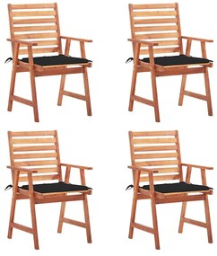 vidaXL Cadeiras de jantar p/ jardim 4 pcs c/ almofadões acácia maciça