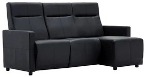 Sofá reclinável em forma de L couro artificial preto
