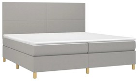 Cama com molas/colchão 200x200 cm tecido cinza-claro