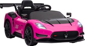 AIYAPLAY Carro Elétrico 12V para Crianças Maserati GT2 Rosa Controlo Remoto Faróis LED Buzina e Música 115x60x45 cm | Aosom Portugal