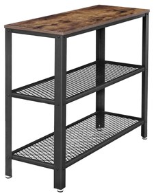 Mesa consola de estilo industrial com 3 níveis 101,5 x 35 x 80 cm Castanho Vintage-preto