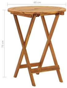 Conjunto bistro para jardim dobrável 3 pcs madeira de acácia