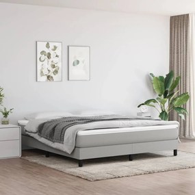 Estrutura de cama sem colchão 160x200 cm tecido cinzento-claro