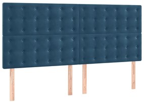 Estrutura de cama sem colchão 140x190 cm veludo azul-escuro