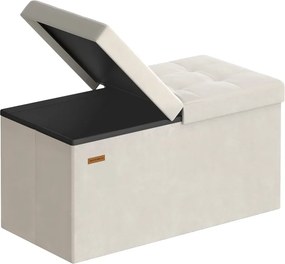 Banco com espaço de arrumação e tampa rebatível 38 x 76 x 38 cm creme