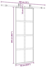 Porta deslizante c/ conj. ferragens 76x205 cm vidro temperado