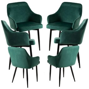Pack 6 Cadeiras Puan Veludo - Verde