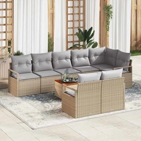 vidaXL Conjunto de Sofá de Jardim 9 pcs Bege Rattan Sintético