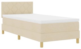 Cama Box com Colchão &amp; LED Creme 100x200 cm Tecido