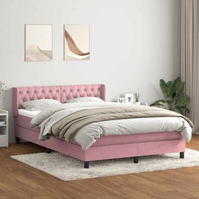 vidaXL Cama com molas/colchão 140x220 cm veludo rosa