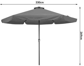 Guarda-sol solar LED Atenas  Ø330cm Proteção UV 80+ antracite