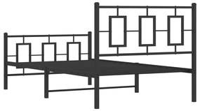 Estrutura de cama com cabeceira e pés 100x200 cm metal preto