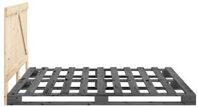 Estrutura de cama com cabeceira 200x200 cm pinho maciço cinza